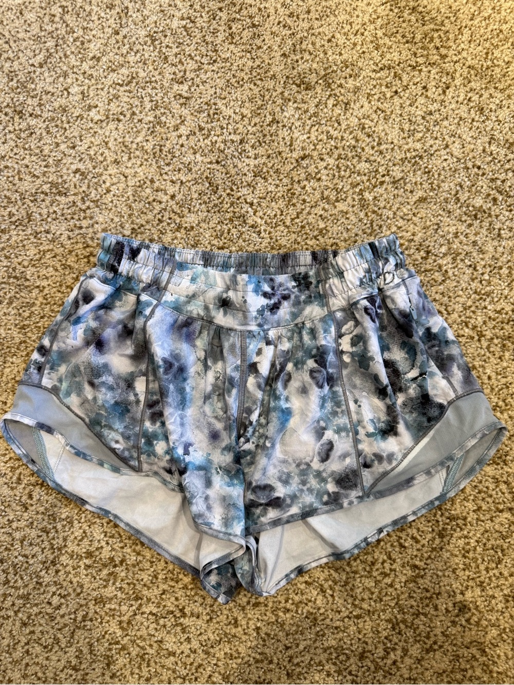 lululemon athletica Blue and Gray Watercolor Print Athletic Shorts